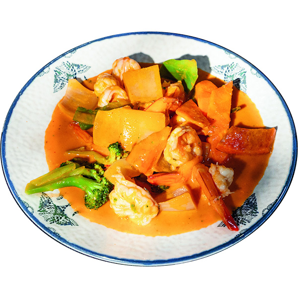 Gambas con Salsa Curry